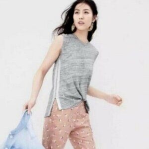 J. Crew Silver Metallic Side Stripe Tank Top Sz M